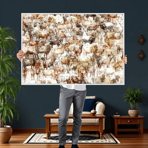 Farmhouse Bighorn Sheep Wall Art Canvas Print - Abstract