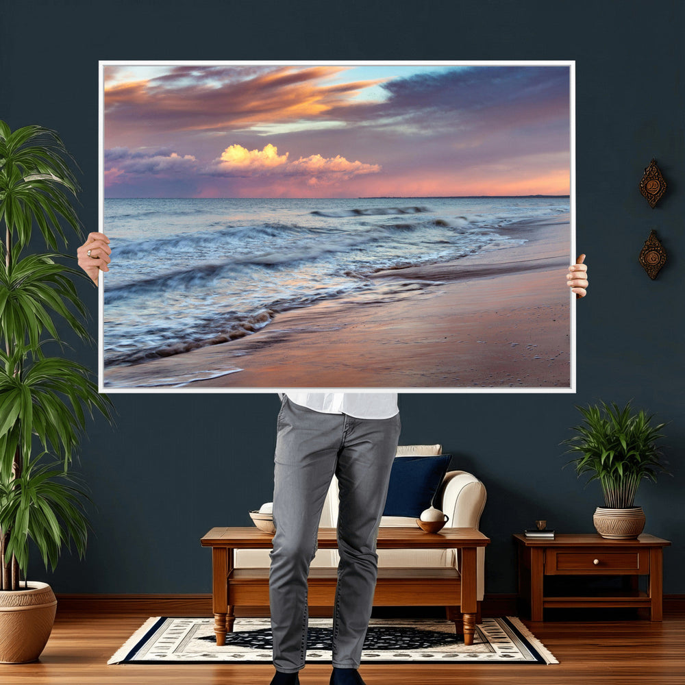 Ocean Sunset Wall Art Canvas Print – Coastal Beach