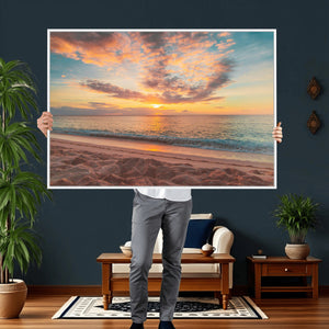 Sunset Beach Wall Art Canvas Print – Soft Coastal