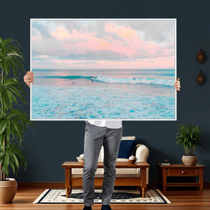 Ocean Wave Wall Art Canvas Print, Pastel Surf Seascape