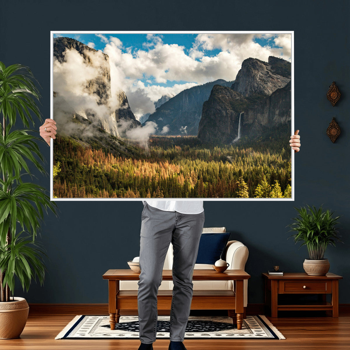 Yosemite Valley River Wall Art Canvas Print