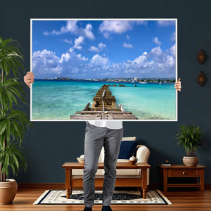 Caribbean Ocean Pier Seascape Wall Art Canvas Print,