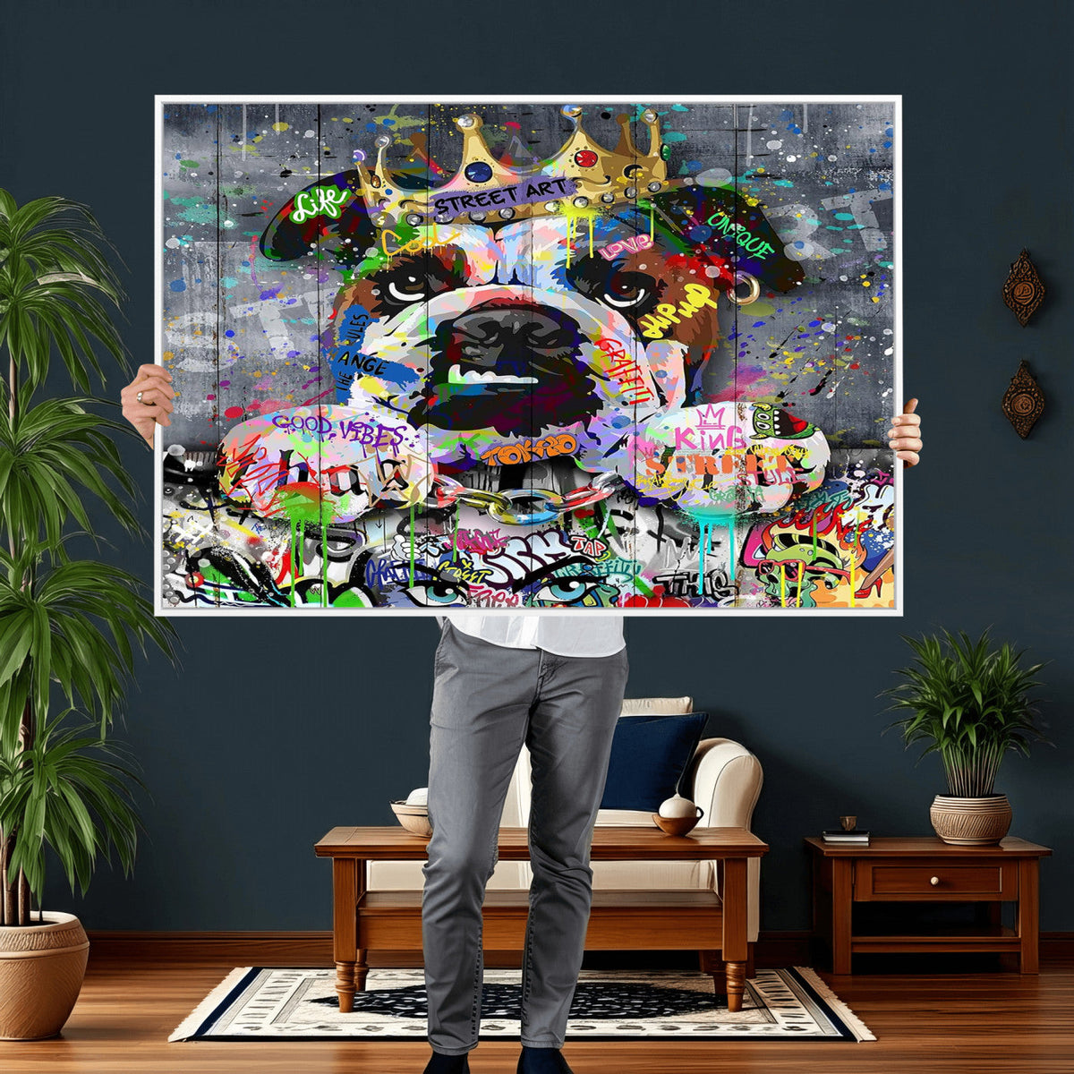 Graffiti Dog Wall Art Decor for Teen Bedroom - Abstract