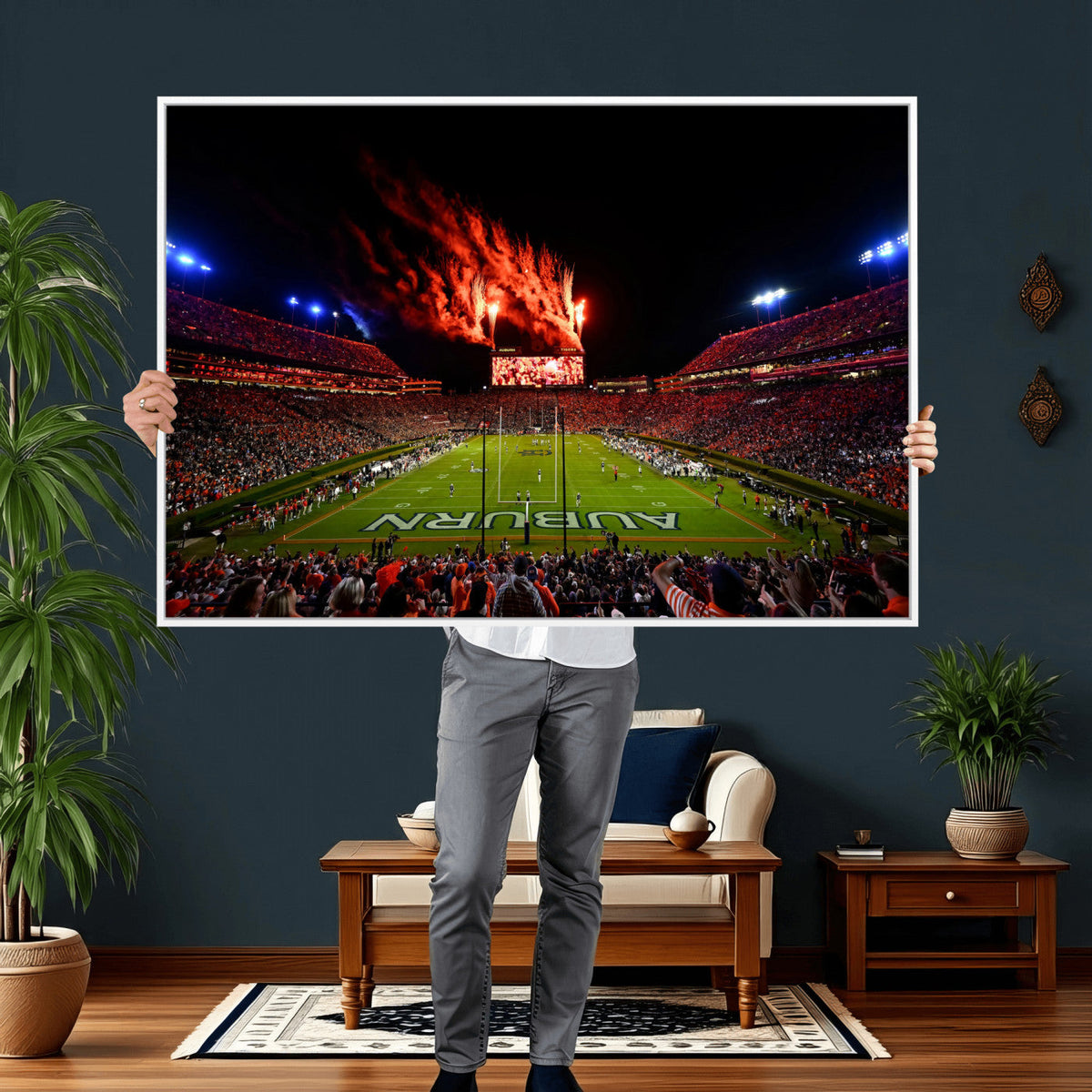 Auburn Stadium Wall Art Canvas Print, College Football Night