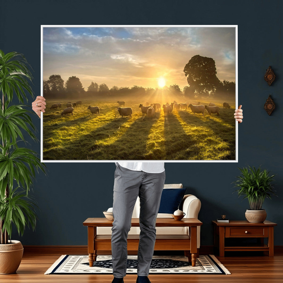 Sheep Wall Art Canvas Print – Rural Farm Animal Artwork