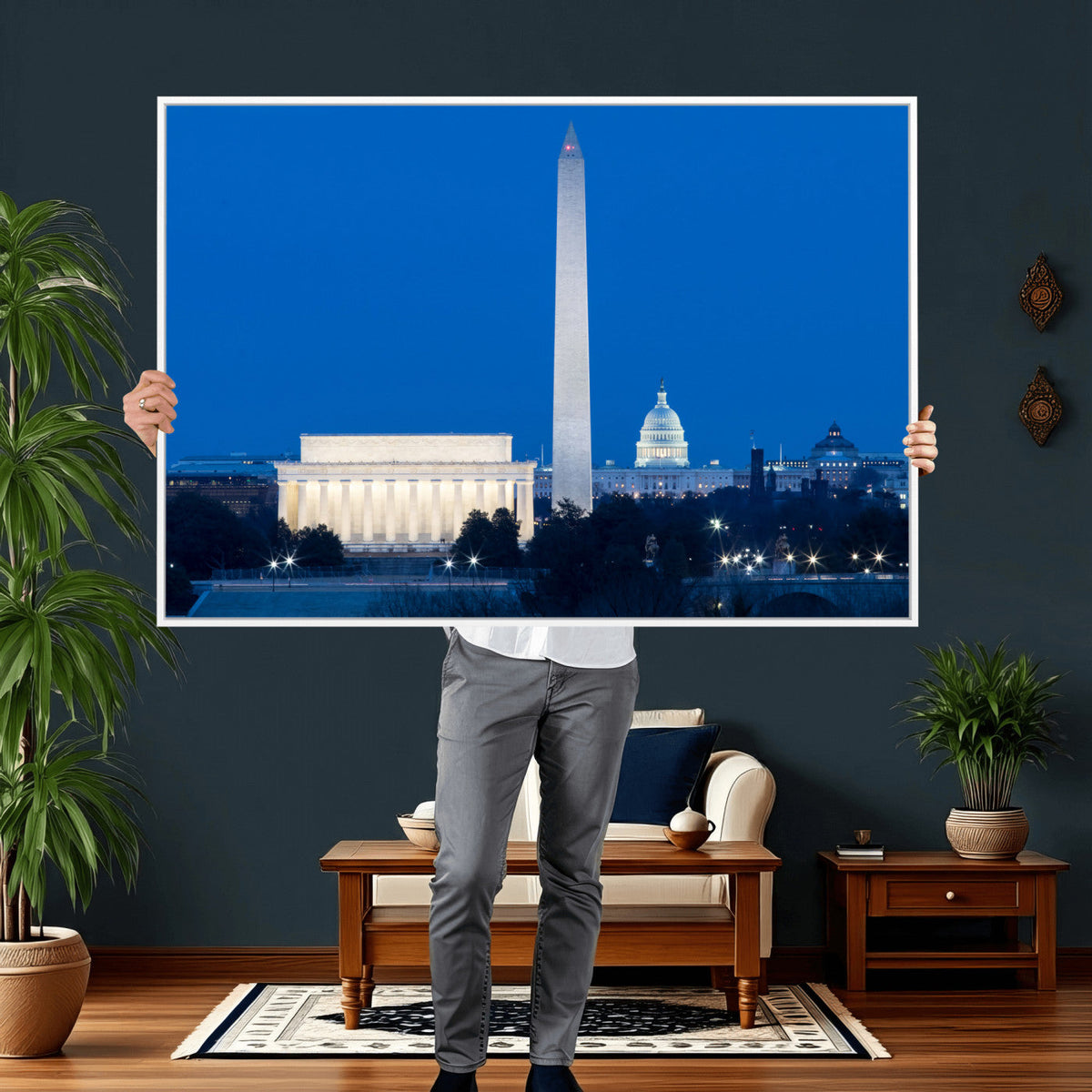 Washington DC Skyline Wall Art Canvas Print – Lincoln
