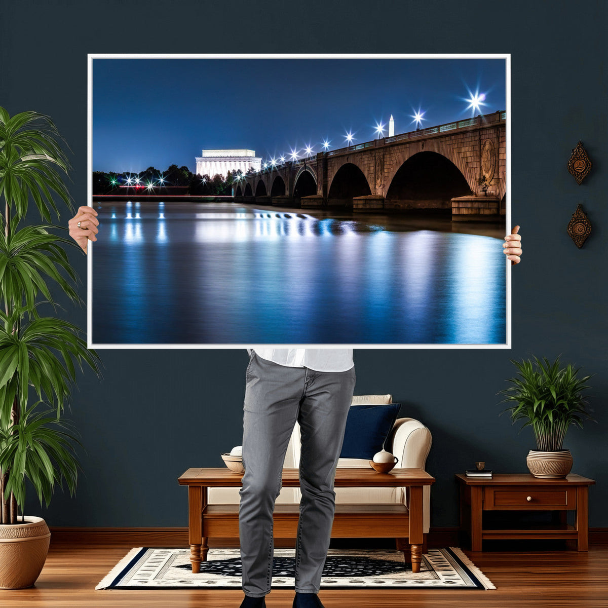 Washington DC Wall Art Canvas Print – Lincoln Memorial Night