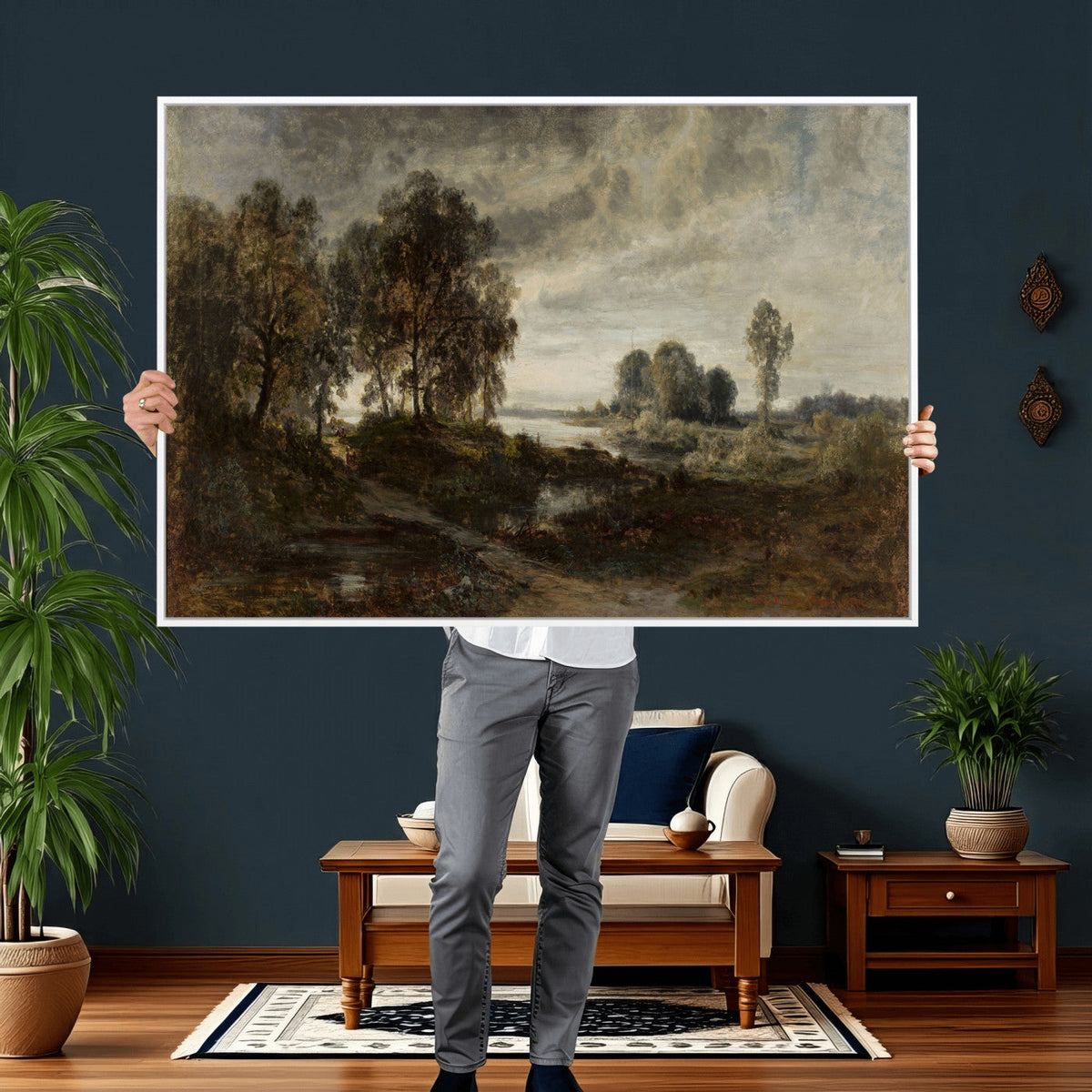 Adolf Dressler Landscape of the Oder River Wall Art Canvas