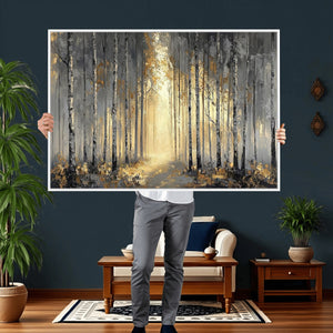Abstract Birch Forest Wall Art Canvas Print – Modern Neutral