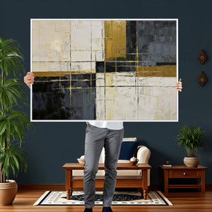 Abstract Gold and Black Wall Art Canvas Print – Modern