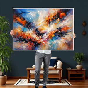 Lyrical Abstraction Wall Art Canvas Print, Orange Blue