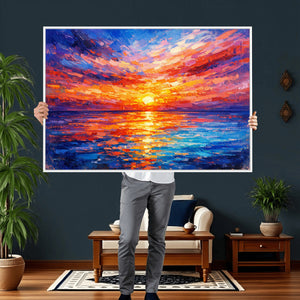 Colorful Knife Ocean Sunset Canvas — Orange Pink Teal