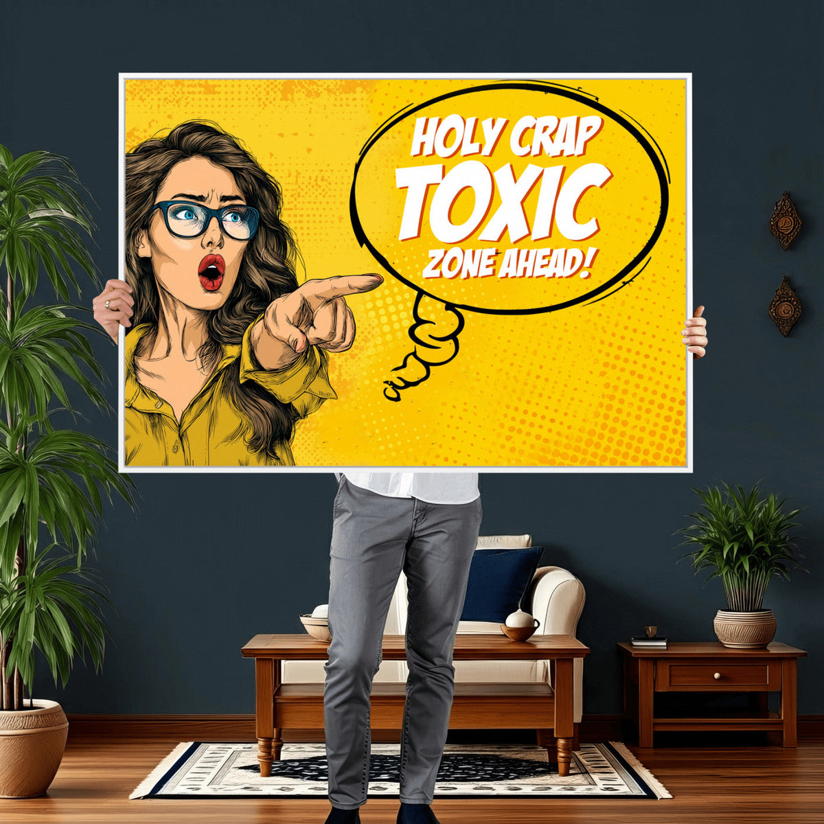 Pop Art Print Bathroom Sign Wall Art Canvas Print — Funny