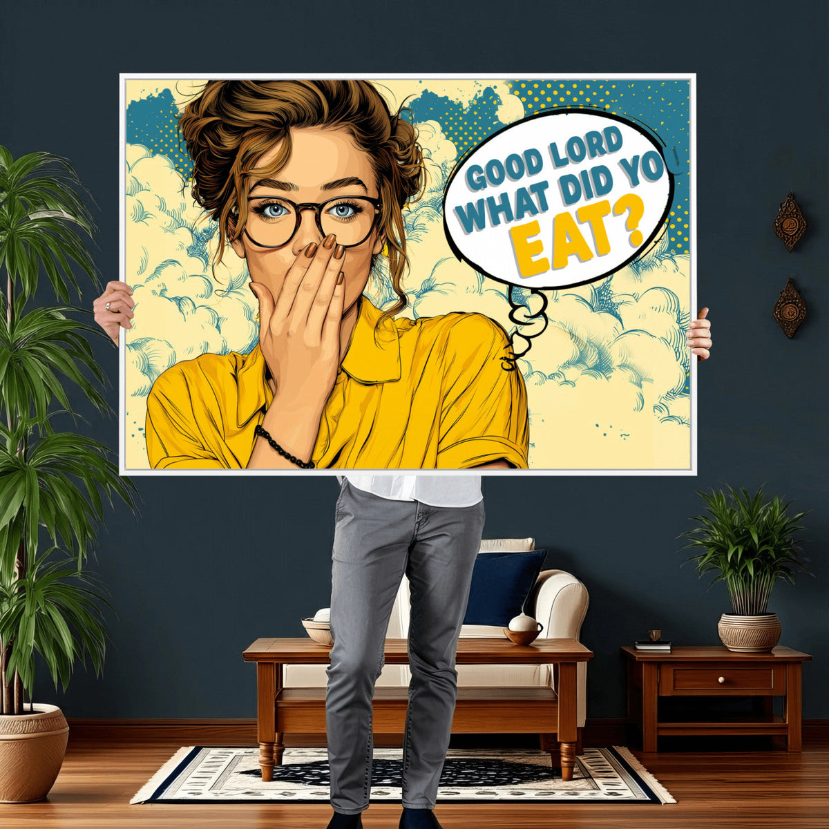 Pop Art Print Bathroom Sign Wall Art Canvas Print — Funny