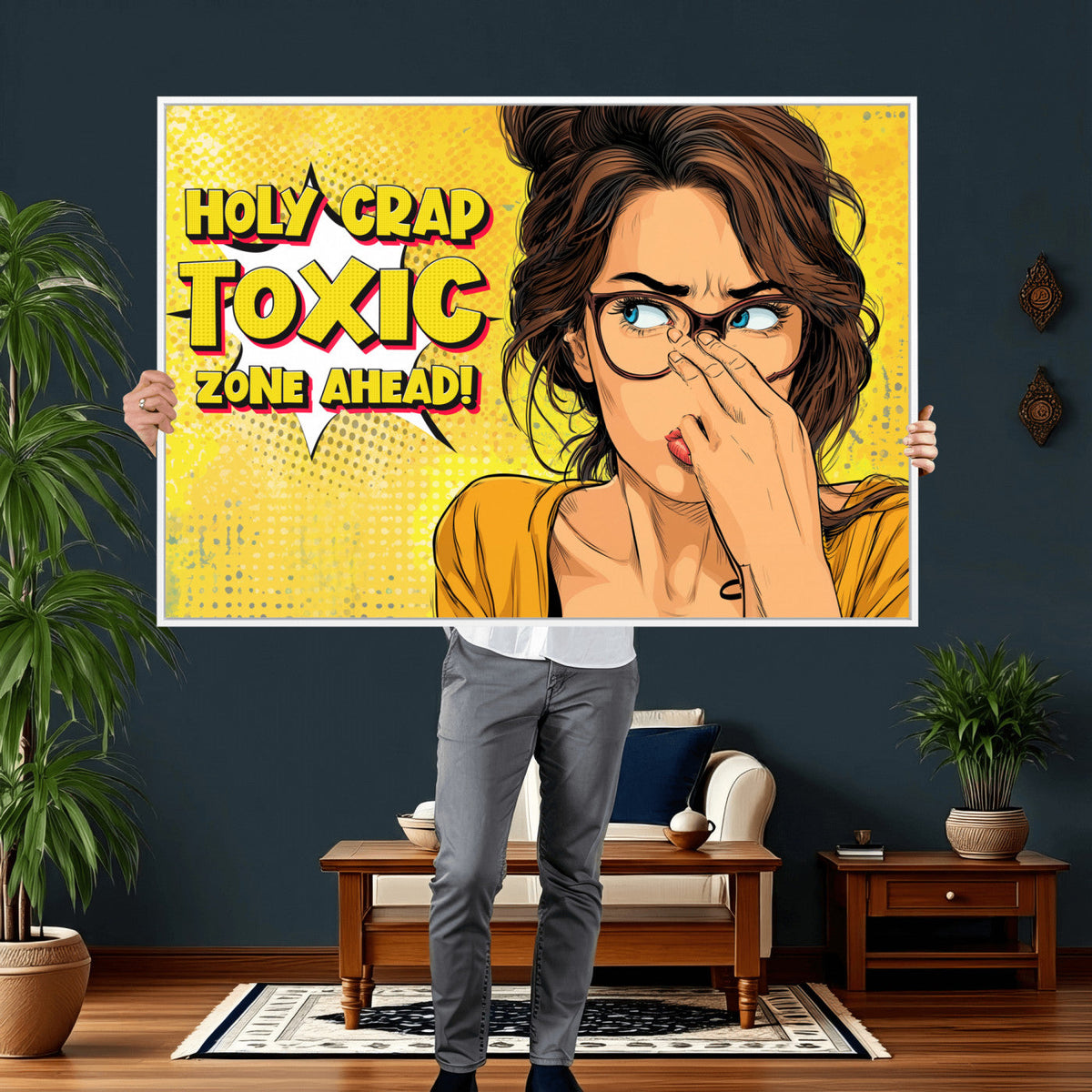 Pop Art Print Bathroom Sign Wall Art Canvas Print — Funny