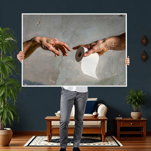 Funny Bathroom Wall Art Canvas, Creation of Toilet Paper