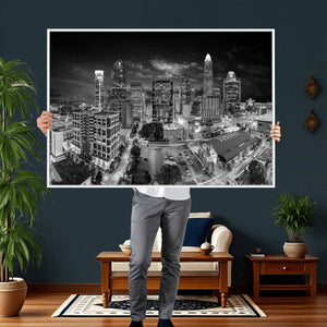 Charlotte Skyline Canvas Wall Art Print – North Carolina Cityscape Photography Print