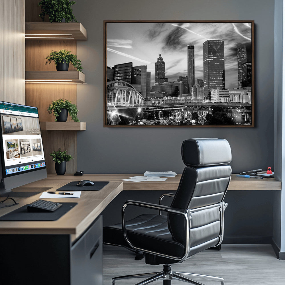 Black and White Atlanta Wall Art Canvas Print