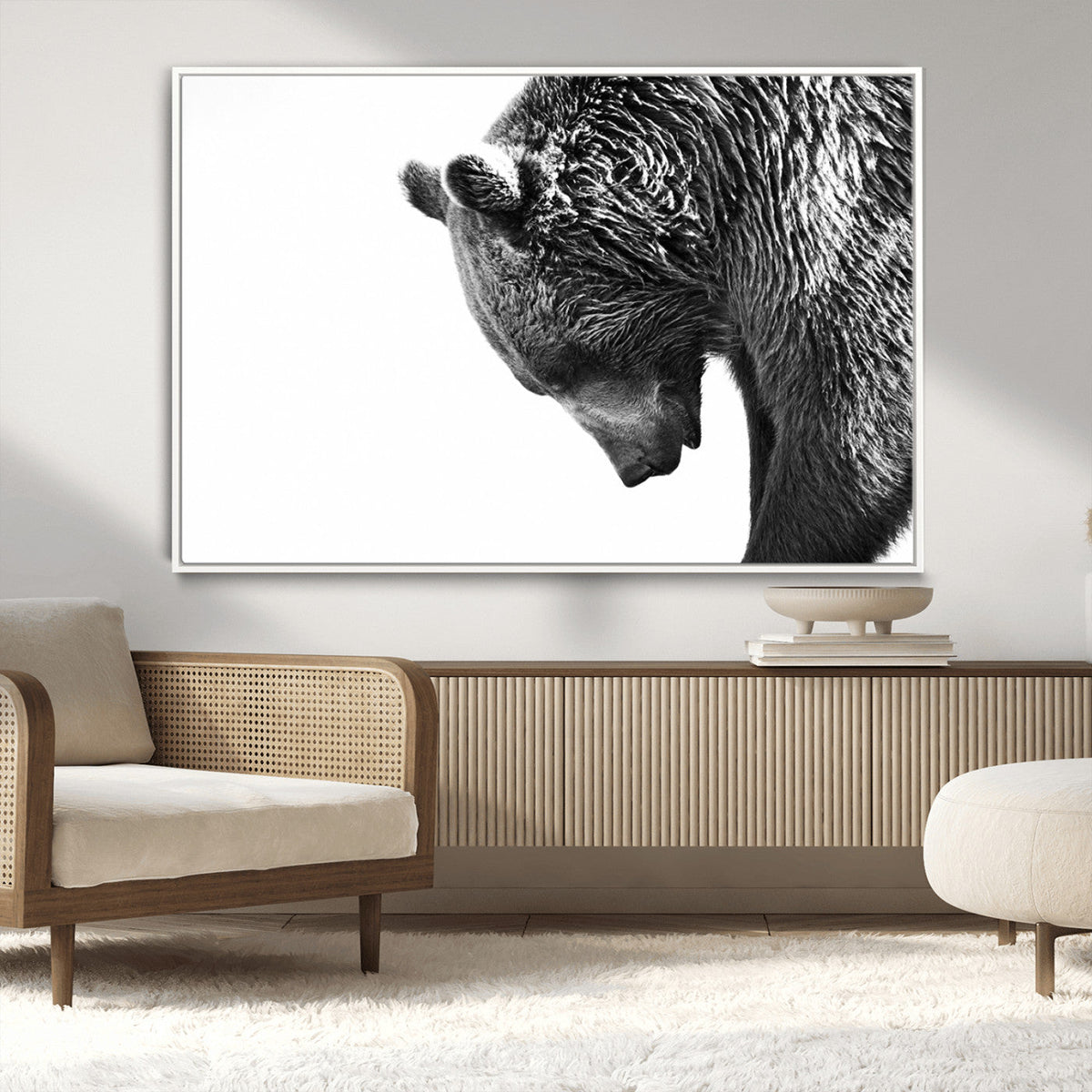 Black and White Grizzly 399 Bear Canvas Print Wall Art |