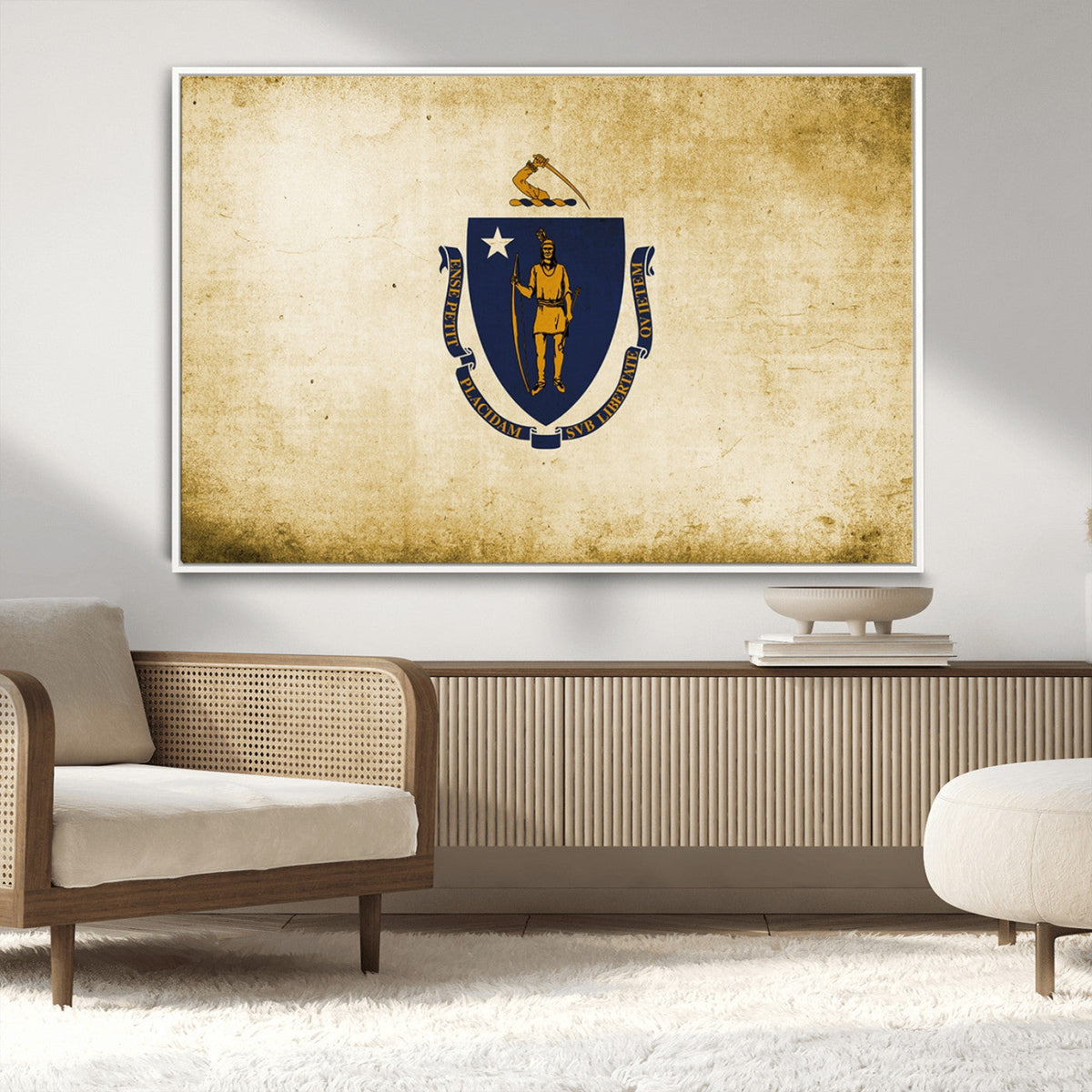Massachusetts Flag Wall Art Canvas Print