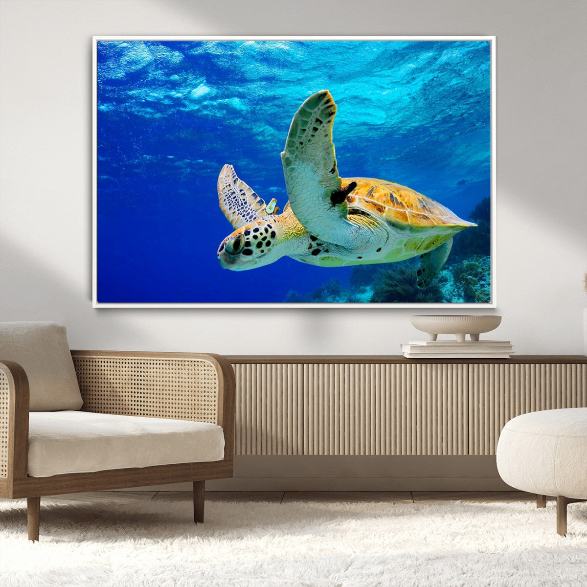 Sea Turtle Wall Art Canvas Print, Sea life in the Ocean Wall