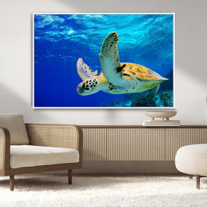 Sea Turtle Wall Art Canvas Print, Sea life in the Ocean Wall