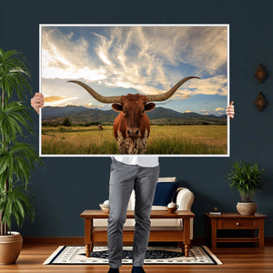 Texas Longhorn Canvas Wall Art – Majestic Triptych Animal
