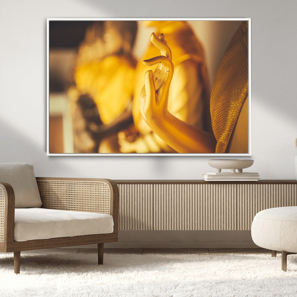 Gold Buddha Statue Hands Wall Art Canvas Print
