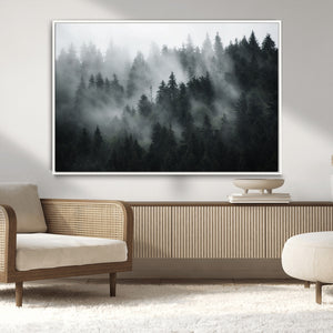 Foggy Forest Wall Art Canvas Print | 3 Panel Large Misty