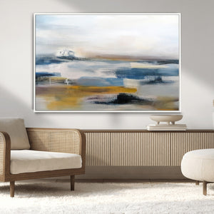 Abstract Landscape Wall Art Canvas | 3 Panel Modern Blue,