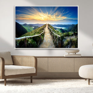 Mountain and Sunset Wall Art Canvas Print