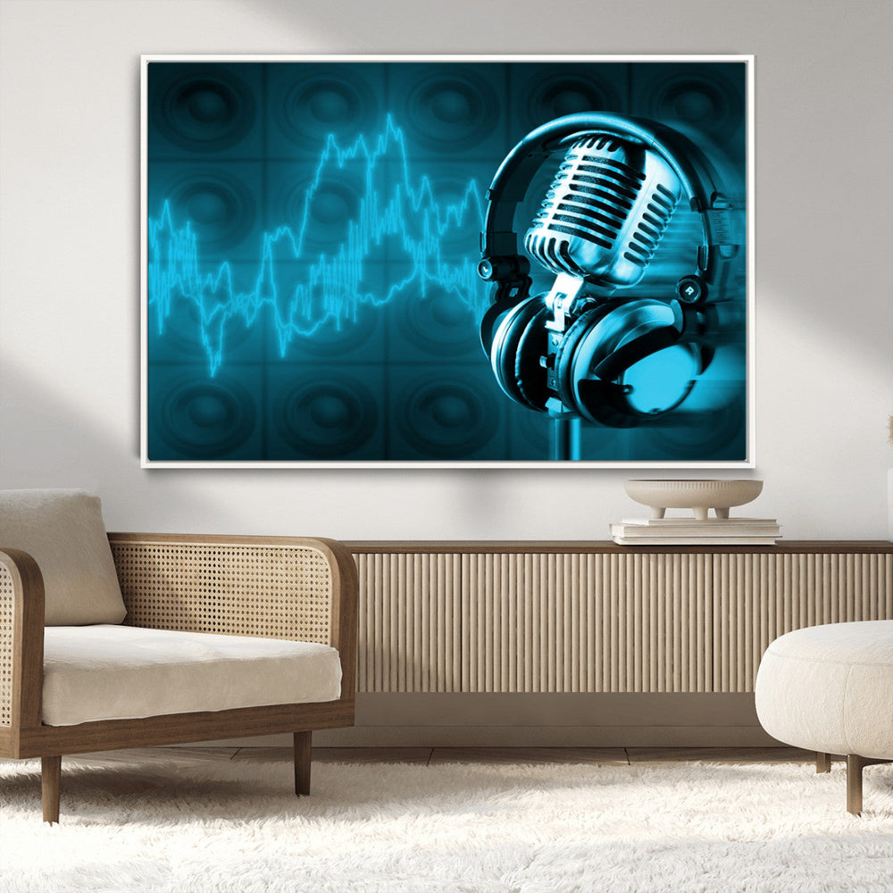 Music and Microphone Wall Art Canvas Print