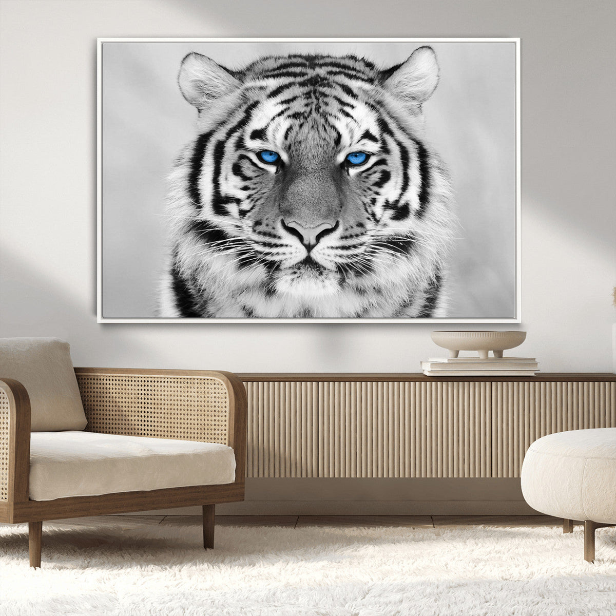 Black and White Tiger Wall Art Animal Canvas Print