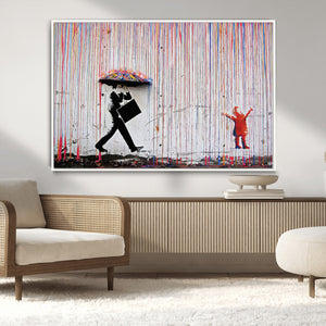 Banksy Wall Art Canvas Print, Framed Graffiti Art Picture