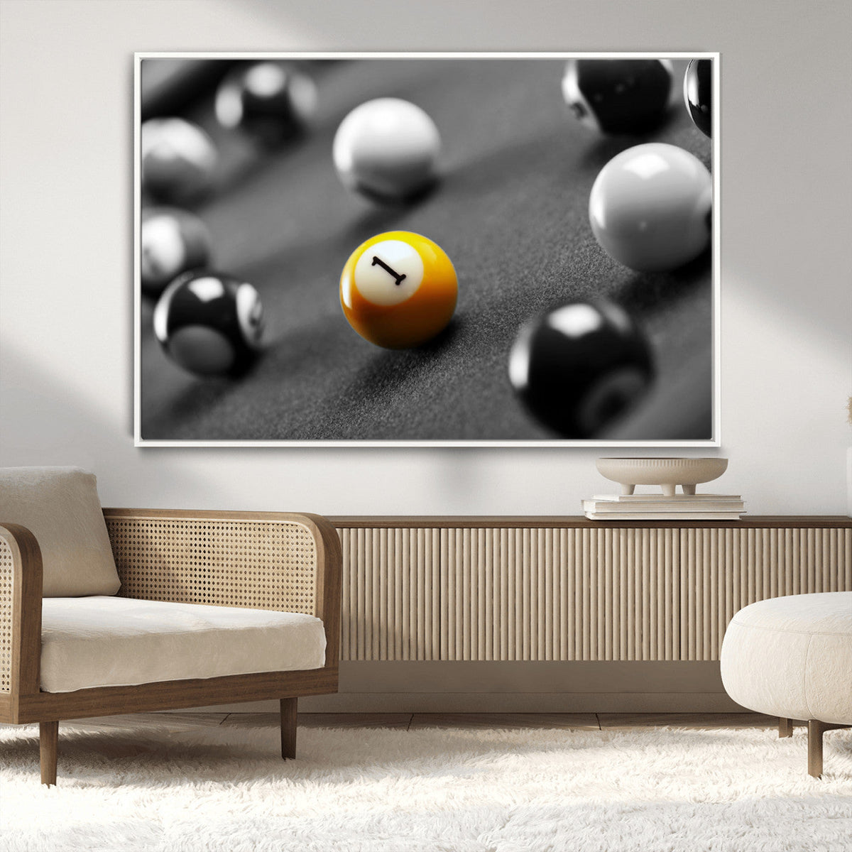 Wall Art Pool Table and Balls Canvas Print