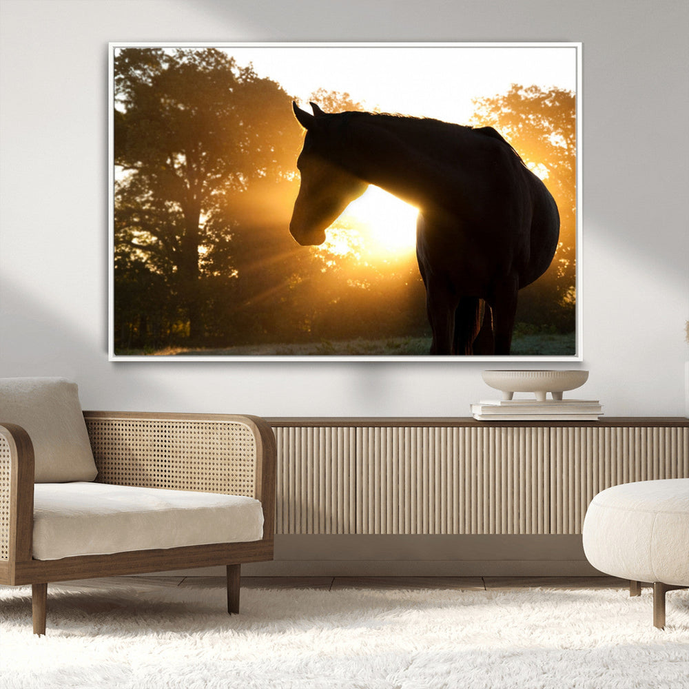 Horse at Sunset Wall Art Animal Canvas Print