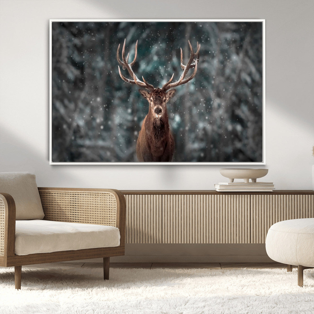 Wall Art Deer Art Animal Canvas, Framed Wall Art Deer Canvas