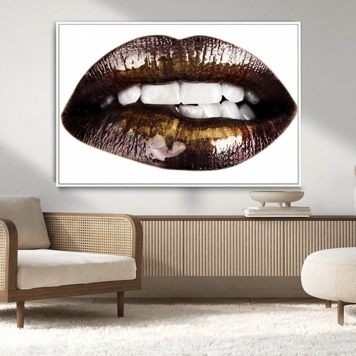 Close Up Lips Wall Art Canvas Print