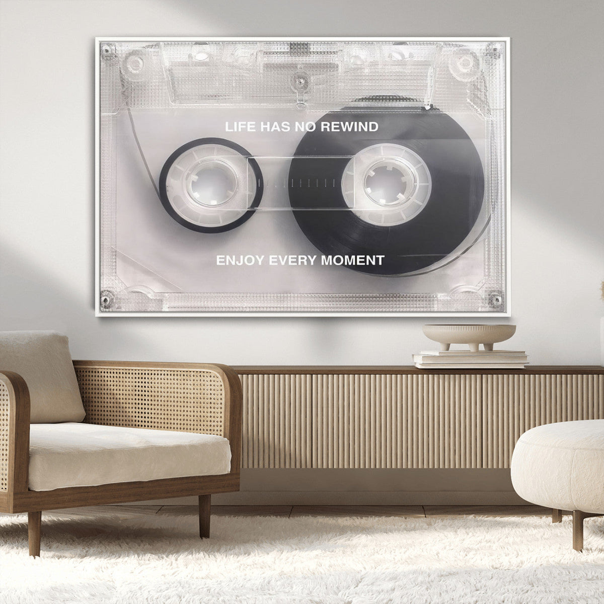 Vintage Cassette Tape Canvas Wall Art - Inspirational 'Life