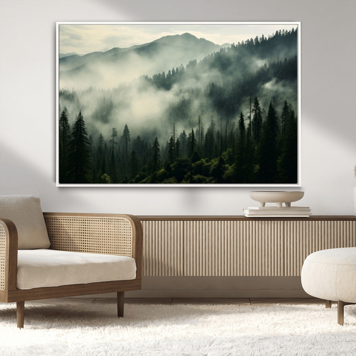 Captivating Misty Forest Wall Art Premium Canvas Print a