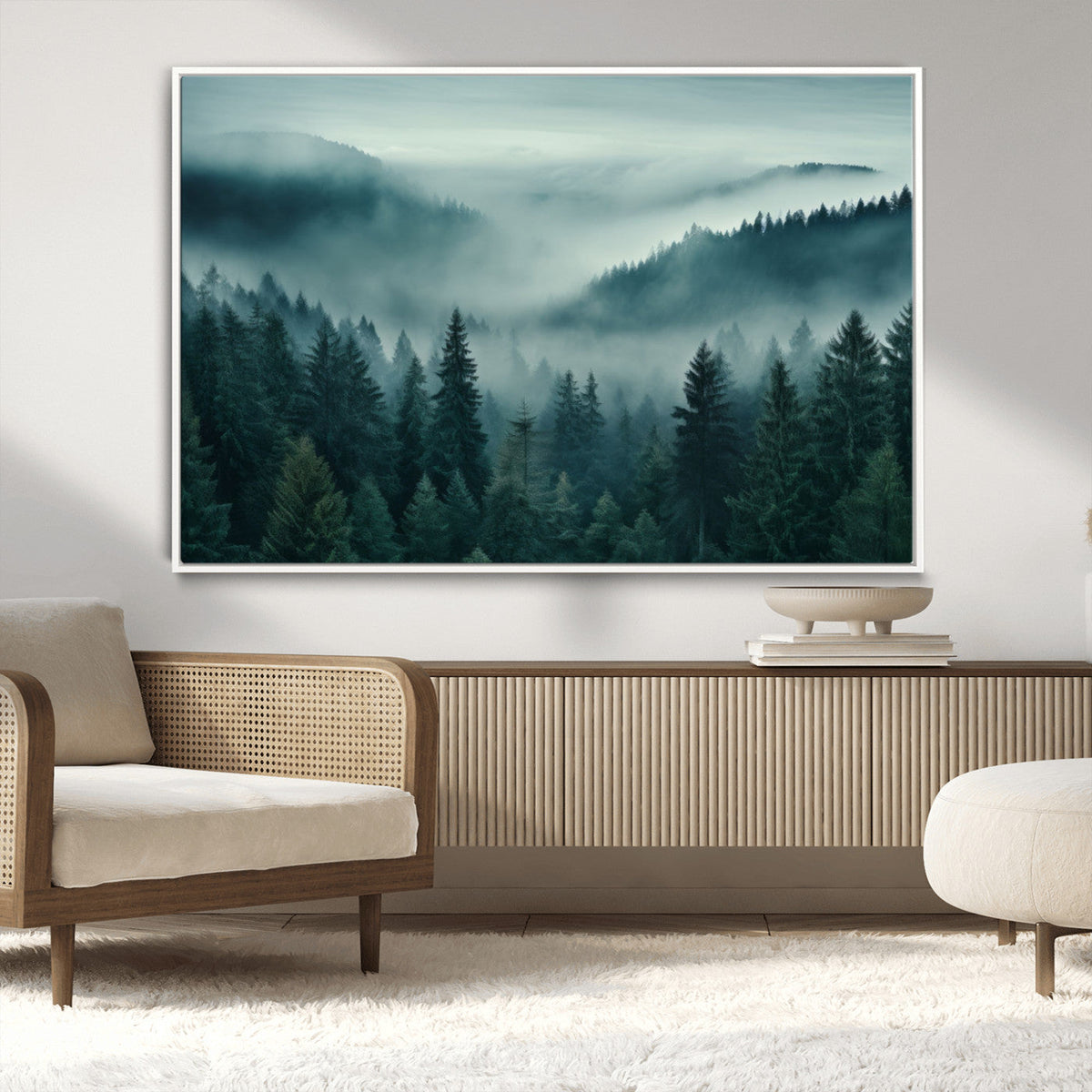 Captivating Misty Foggy Forest Wall Art Premium Canvas Print