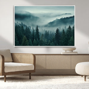 Captivating Misty Foggy Forest Wall Art Premium Canvas Print