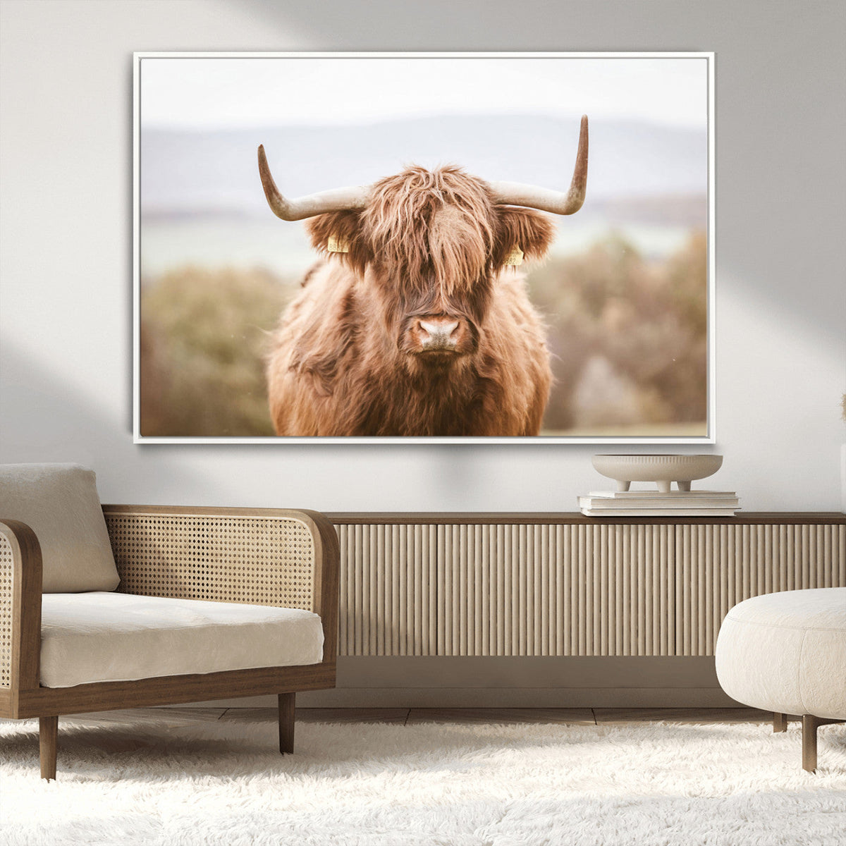 Scottish Serene Highland Cow Canvas Wall Art – Serene