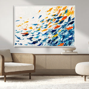Abstract Fish Shoal Wall Art Canvas Print, Colorful Fish