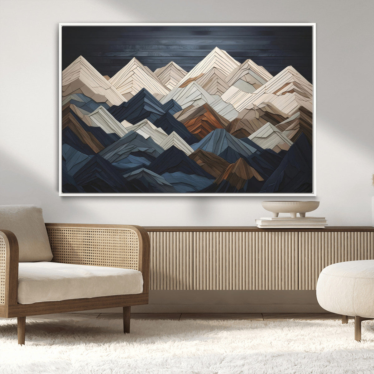 Mountain Wall Art – Modern Geometric Landscape Canvas Print,