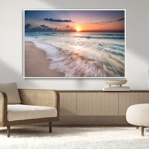 Sunset Beach Wall Art – Soothing Coastal Landscape, Ready to