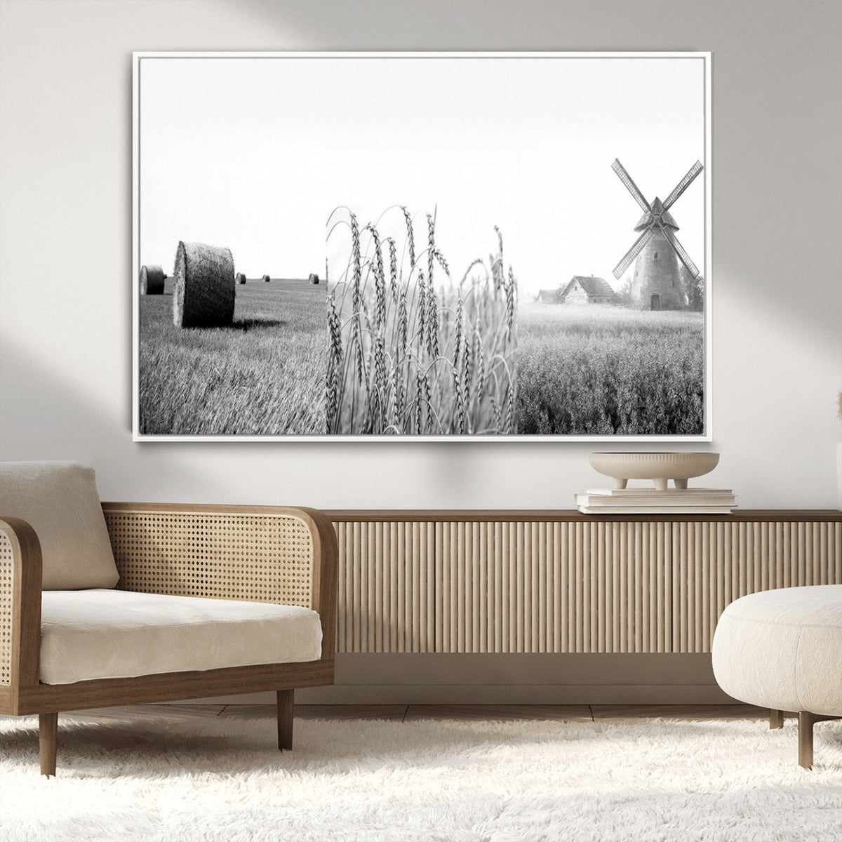Vintage Farmhouse Black and White Triptych Wall Art – Giclee