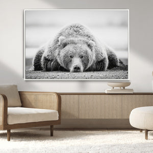 Resting Grizzly Bear Wall Art Canvas Print – Majestic Lazy