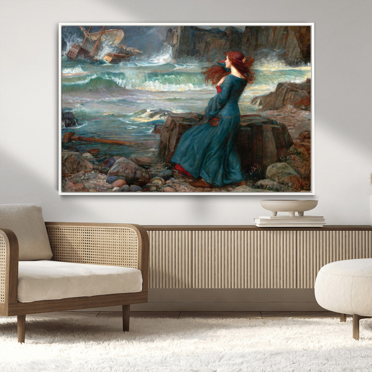 Miranda by the Shore Wall Art Canvas Print – Tempest Scene