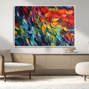 Vibrant Abstract Leaf Wall Art Canvas Print | Bold Colorful